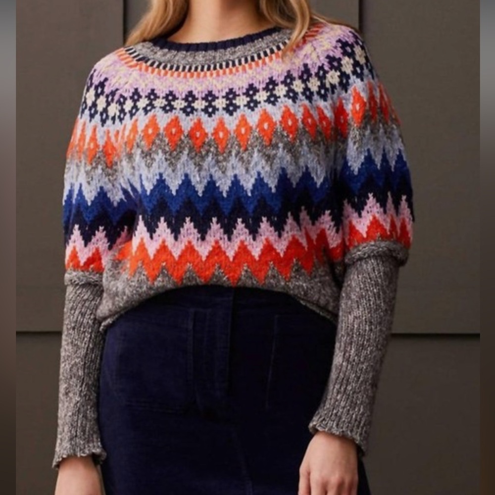 Tribal Intarsia grey mix sweater